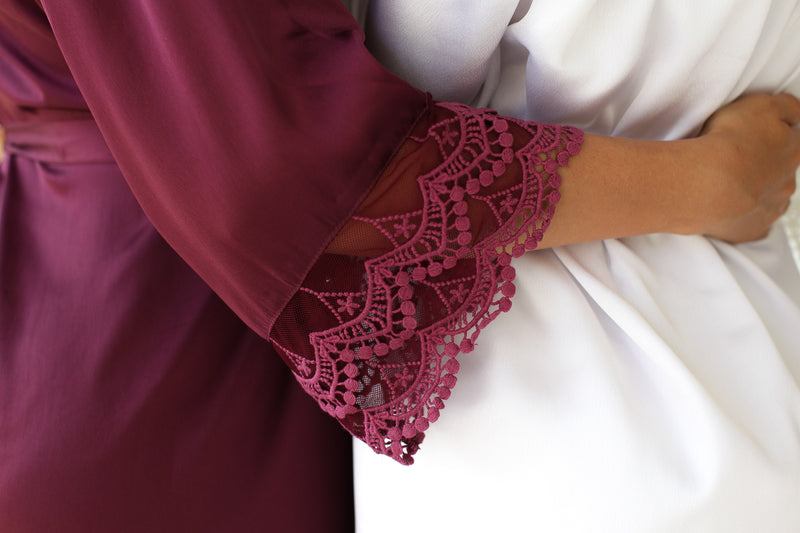 Bridal Robe Lace Silk, Gorgeous Silk and Lace Bridal Robe, Pink Silk Wedding Robe, Lace Sleeve Robe, Blush Lace Robe, Silk Robe