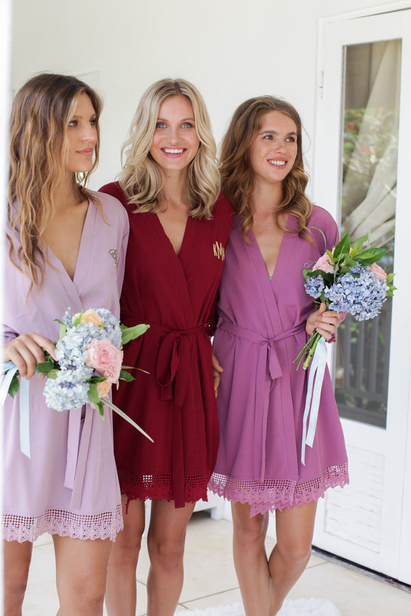 Burgundy Lace Robes, Bridesmaid Robes, Bridesmaids Robe, Bridesmaids Robes, Bridal Robes, Getting Ready Robes, Bridal Robe, Wedding Day Robes